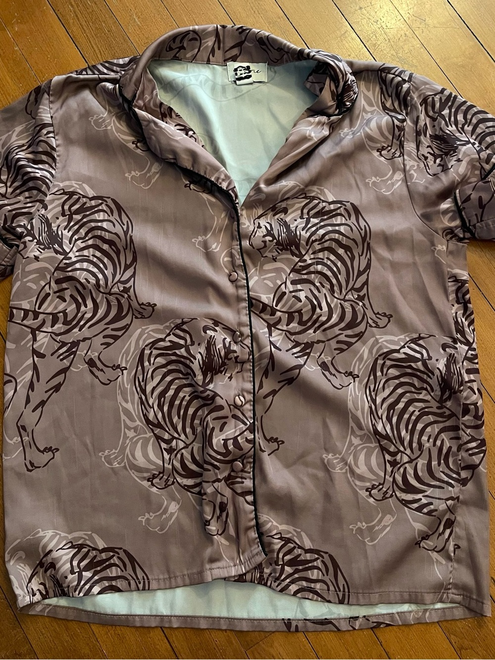 Silky Taupe Tiger-Print Short Sleeve Pajama Set